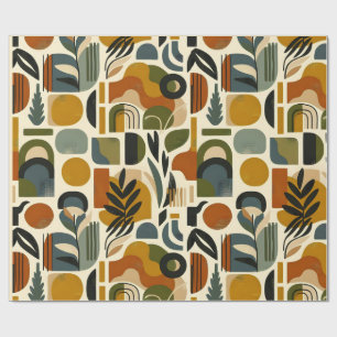 Retro Botanica Geometrica Wrapping Paper