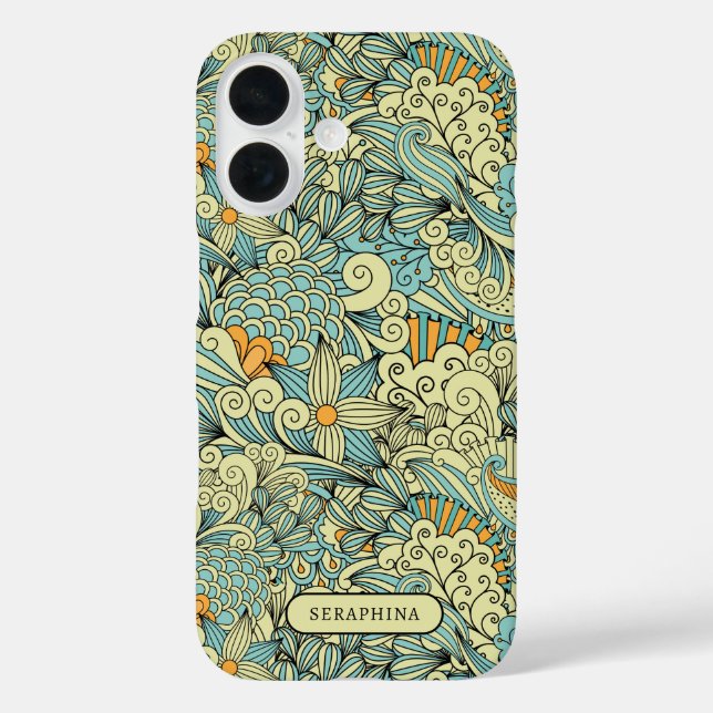 Retro Botanical Hand Drawn Line Art Personalized Case-Mate iPhone Case (Back)