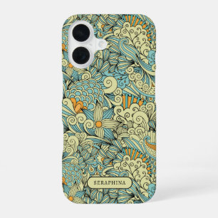 Retro Botanical Hand Drawn Line Art Personalized iPhone 16 Case