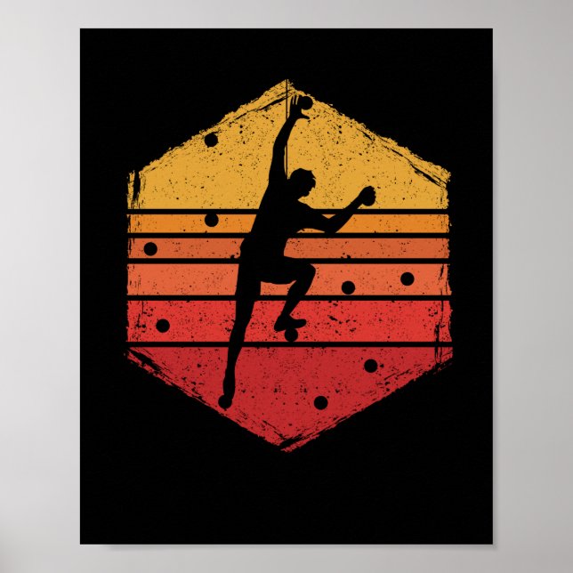Retro bouldering climber rock poster (Front)