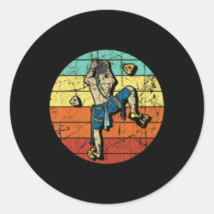 Retro Bouldering Wall Climber Rock Climbing Mounta Classic Round Sticker