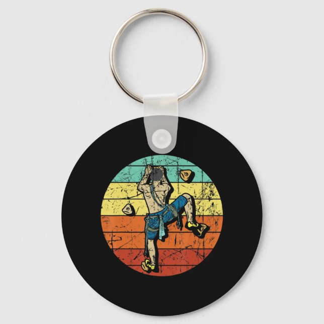 Retro Bouldering Wall Climber Rock Climbing Mounta Keychain (Front)