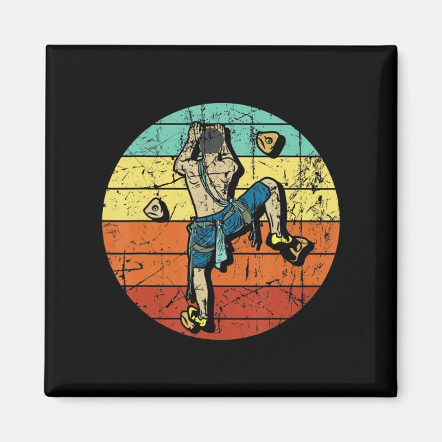 Retro Bouldering Wall Climber Rock Climbing Mounta Magnet (Front)