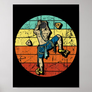 Retro Bouldering Wall Climber Rock Climbing Mounta Poster