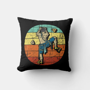 Retro Bouldering Wall Climber Rock Climbing Mounta Throw Pillow