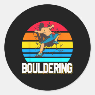Retro Bouldering Wall Smash Indoor Climbing Scene  Classic Round Sticker