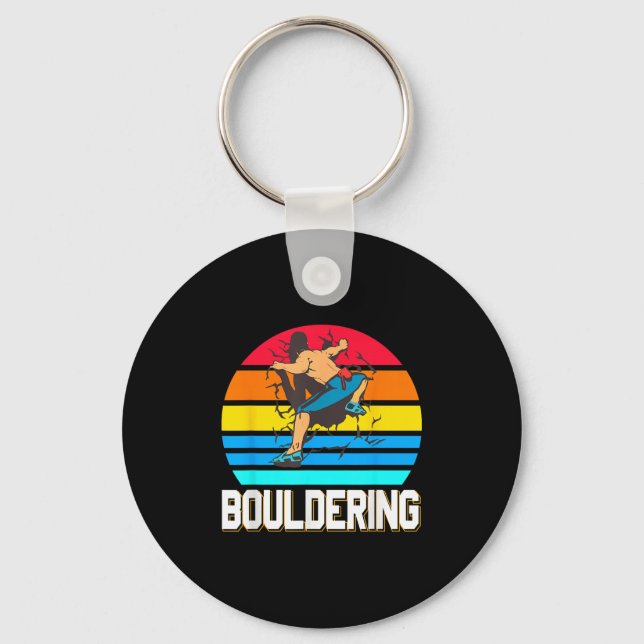 Retro Bouldering Wall Smash Indoor Climbing Scene  Keychain (Front)