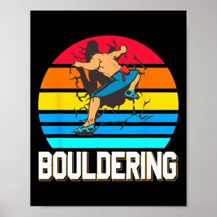 Retro Bouldering Wall Smash Indoor Climbing Scene  Poster