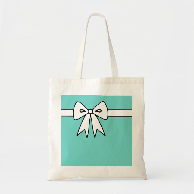  Retro Bow Aqua Tote Bag (Front)