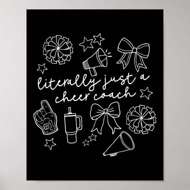 Retro Bow Literally Just A Cheer Coach Cheerleadin Poster (Front)