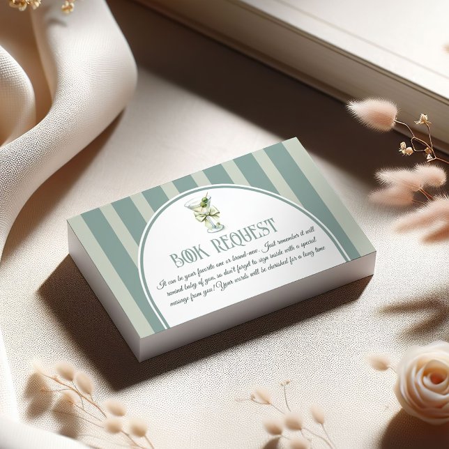 Retro Bow Tini One Martini Book For Baby Shower Enclosure Card (Creator Uploaded)