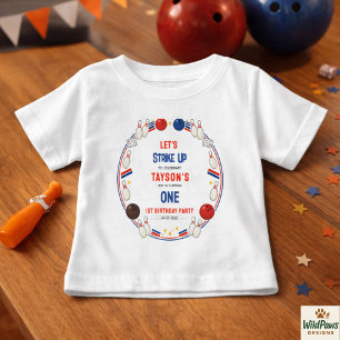 Retro Bowling 1st Birthday Party – Fun Kids Baby T-Shirt