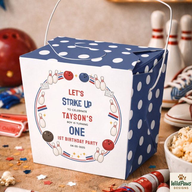 Retro Bowling 1st Birthday Party – Fun Kids  Favor Box (Retro Bowling 1st Birthday Party – Fun Kids Favor Boxes
)