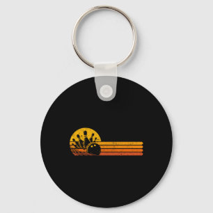 Retro Bowling 70s Bowler Sunset Vintage Bowling Lo Keychain