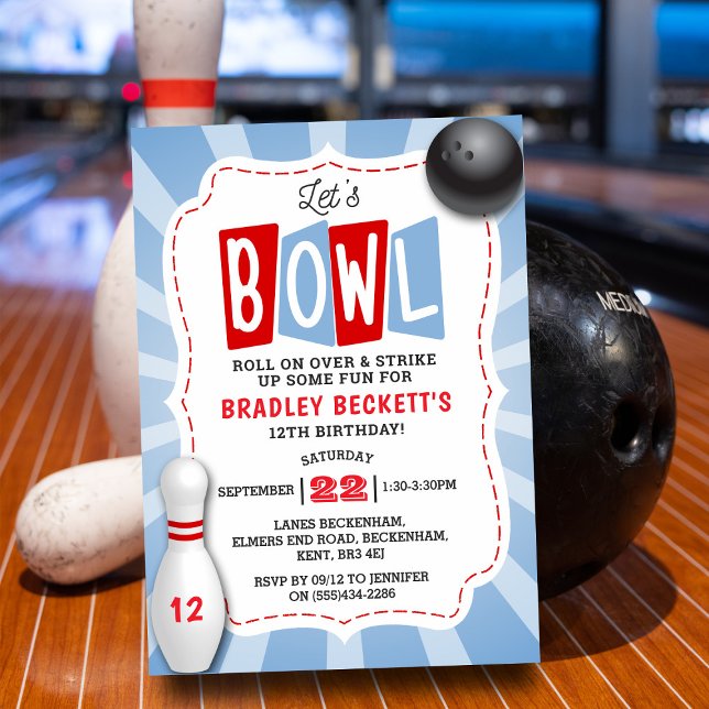 Retro Bowling Any Age Birthday Invitation (Creator Uploaded)