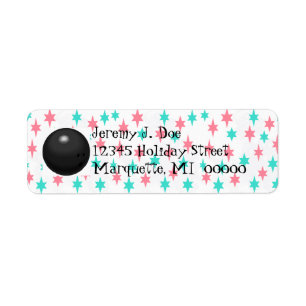Retro Bowling Ball Bowler's Return address Labels