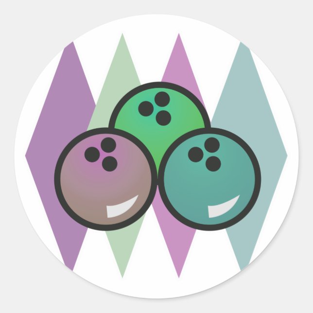 retro bowling balls design classic round sticker (Front)