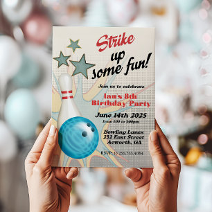 Retro Bowling Birthday Invitation