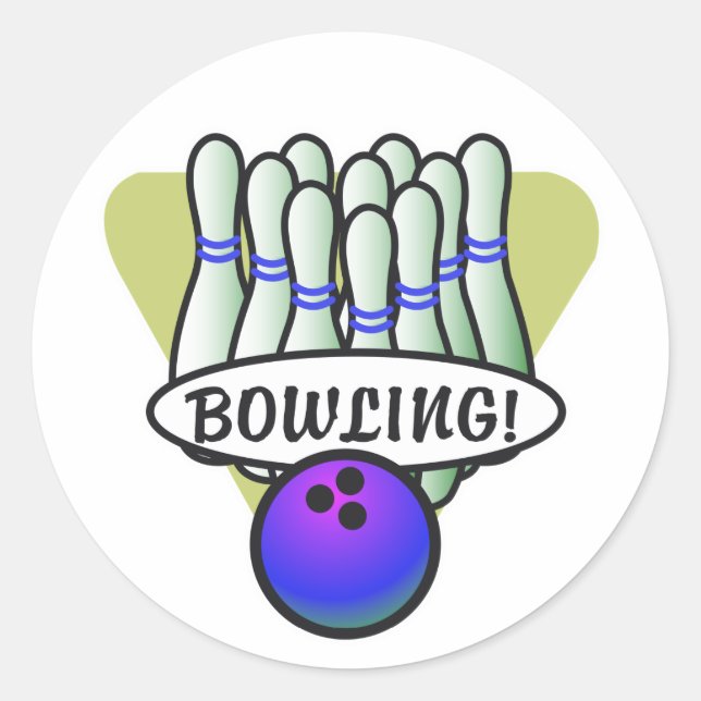 retro bowling design classic round sticker (Front)