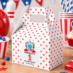 Retro Bowling Kids 1st Birthday Party Favor Box