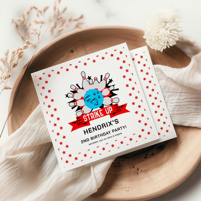 Retro Bowling Kids 1st Birthday Party Napkin (Retro Bowling Kids 1st Birthday Party Napkins)