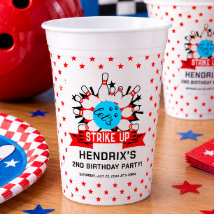 Retro Bowling Kids 1st Birthday Party Paper Cups
