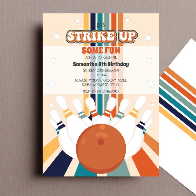 Retro Bowling kids Birthday Party Invitation (Creator Uploaded)