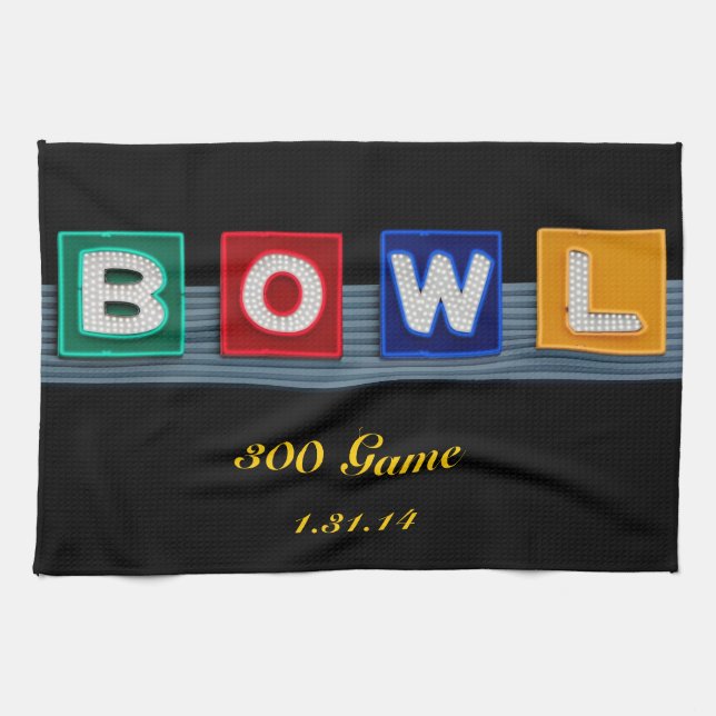 Retro Bowling Kitchen Towel (Horizontal)