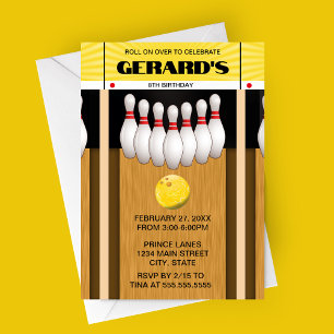 Retro Bowling Lane Birthday Party Invitation