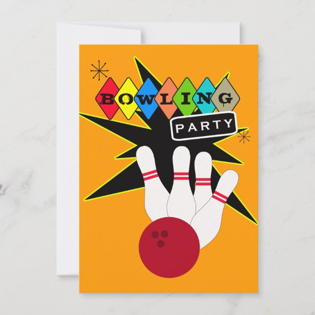 Retro Bowling Party Invitation (Front)