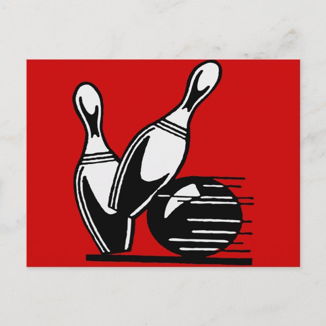 Retro Bowling Pins Customizable Postcard (Front)