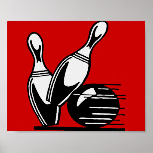 Retro Bowling Pins Customizable Poster
