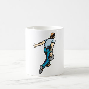 Retro Bowling Player Throwing Ball Coffee Mug