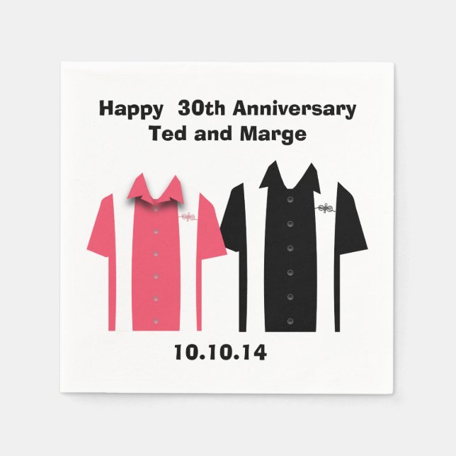 Retro Bowling Shirts Napkin (Front)