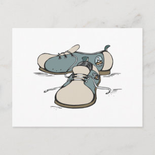 retro bowling shoes design postcard