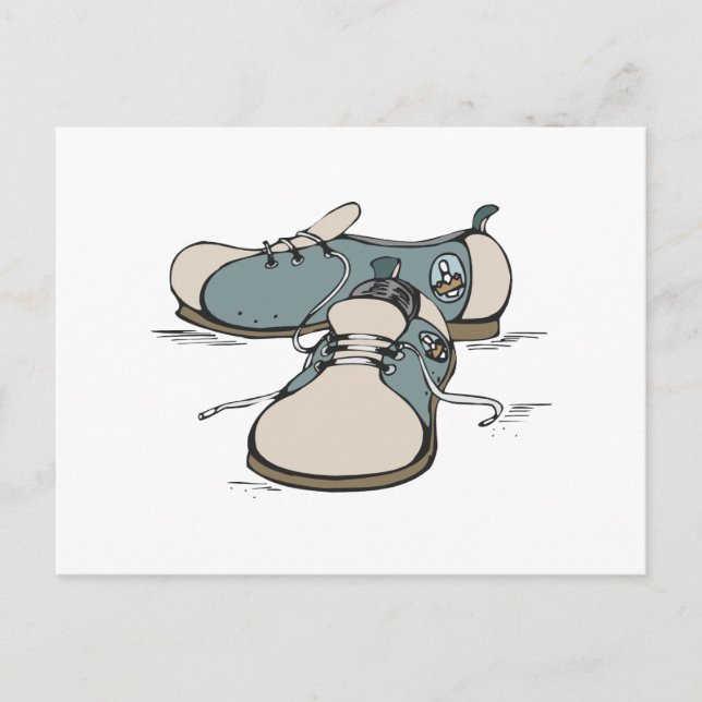 retro bowling shoes design postcard (Front)