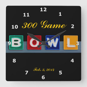 Retro Bowling Square Wall Clock