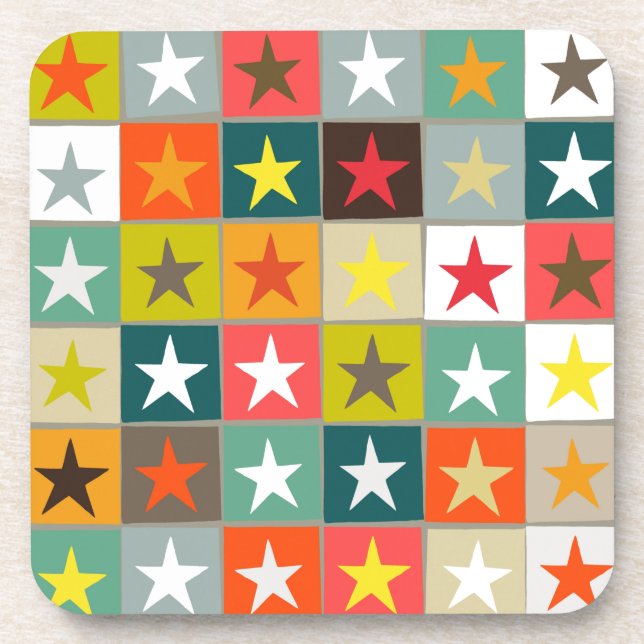 retro boxed stars coaster (Front)