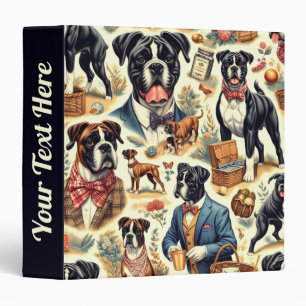 Retro Boxer Dog Illustration Binder