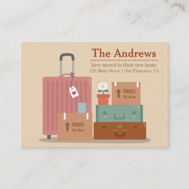 Retro Boxes and Suitcases New Home Announcements (Front)
