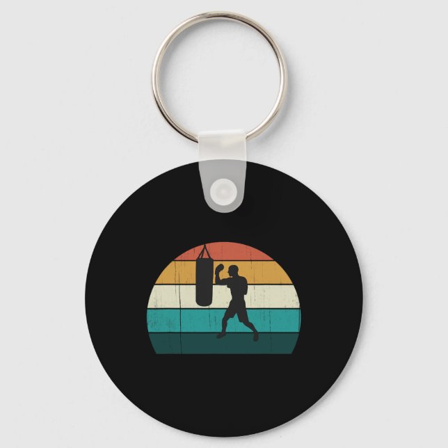 Retro Boxing Boxer Training - Vintage Sunset Heavy Keychain (Front)