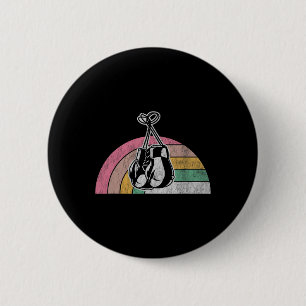 Retro Boxing Gloves Rainbow Vibes  2 Inch Round Button