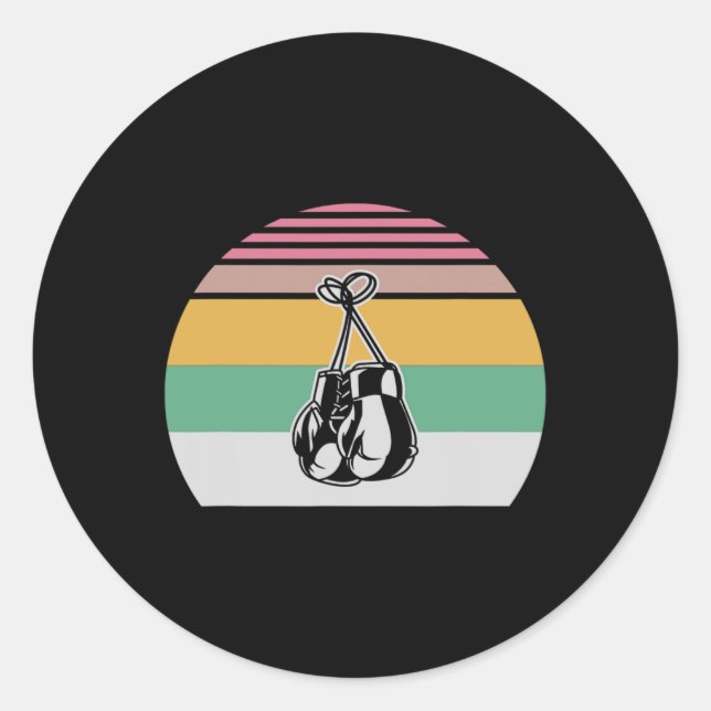 Retro Boxing Gloves Sunset Design 2  Classic Round Sticker (Front)