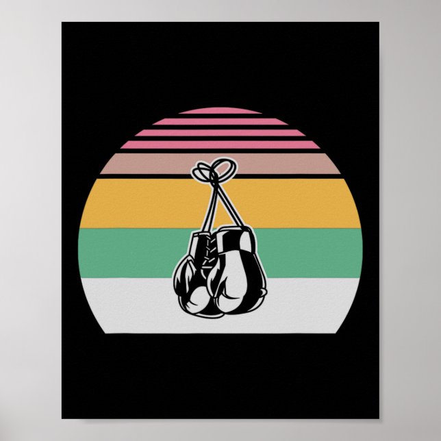 Retro Boxing Gloves Sunset Design 2  Poster (Front)