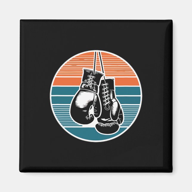 Retro Boxing Gloves Sunset Kickboxing Boxing Lover Magnet (Front)