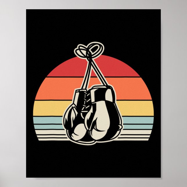 Retro Boxing Gloves Vintage Sunset Design  Poster (Front)