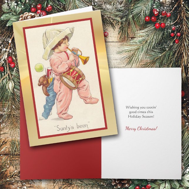 Retro Boy Bugler et la carte de jouets de Noël (Créateur téléchargé)