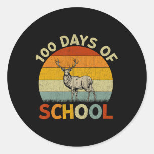 Retro Boys Girls Teachers 100th Day Of School Classic Round Sticker