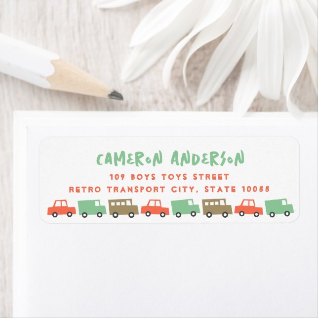 Retro Boys Toys Fun Transport Birthday Address (Insitu)