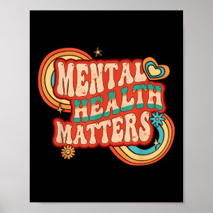 Retro Brain Illness Aware Groovy Mental Health Awa Poster